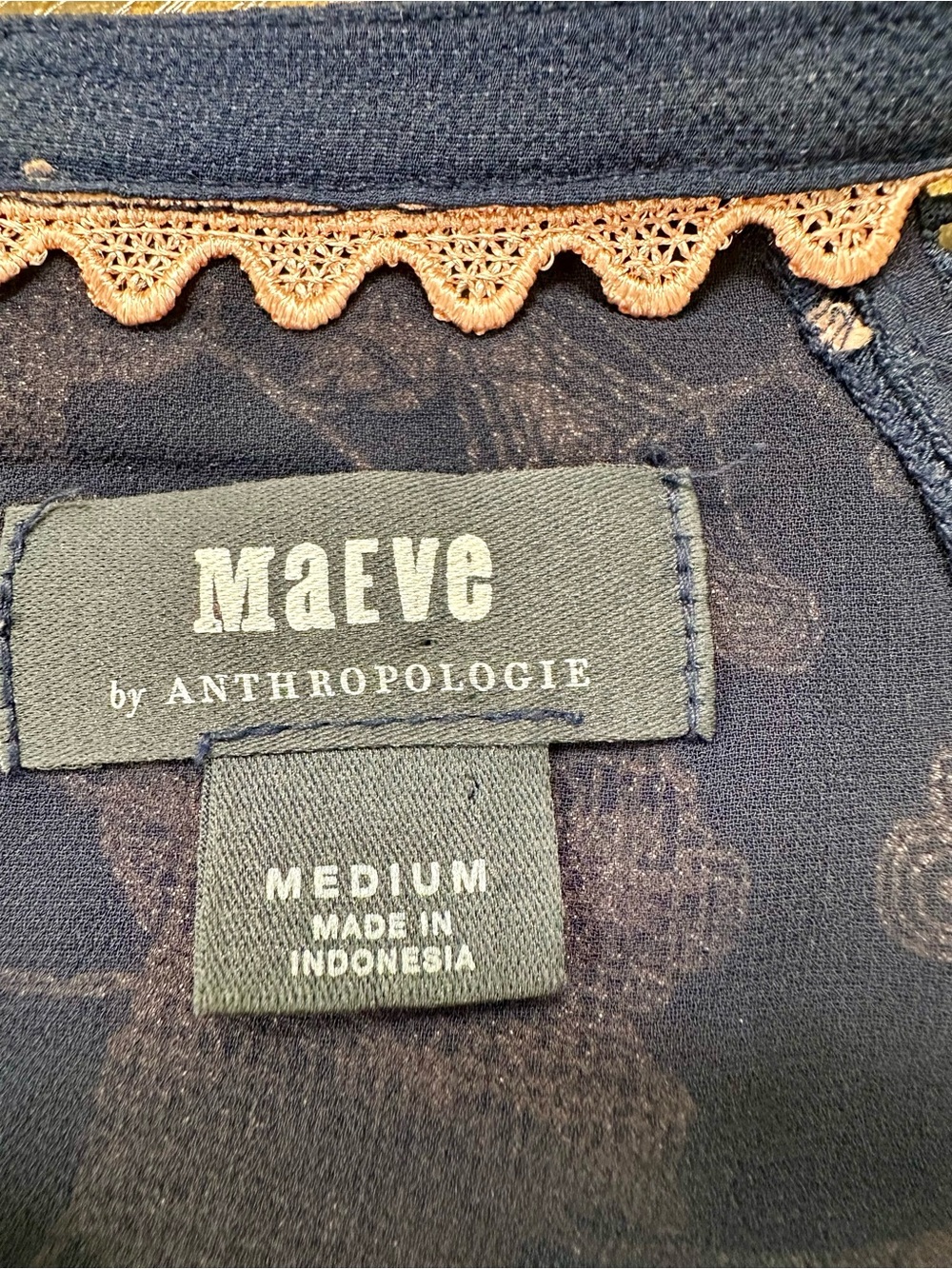 Maeve by Anthropologie Franca Textured Floral Blouse, Navy and Pale Pink, Medium - Picture 8 of 16